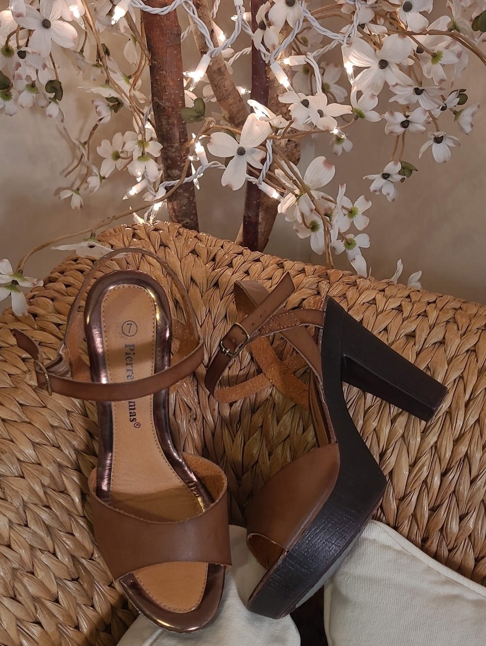 Brown Leather Platform Heels